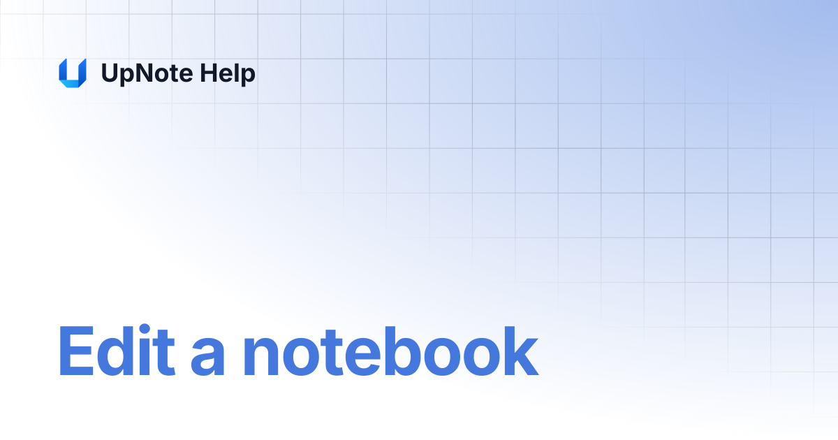 Edit a notebook | UpNote Help