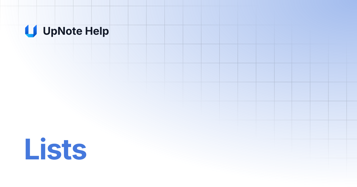 Lists | UpNote Help